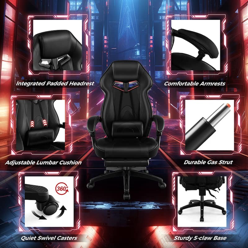 Costway Adjustable E-Sports Racing Style Chair with Padded Headrest, - See Details