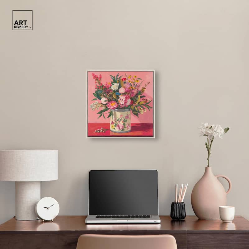 Pink Floral Tin Canvas by Art Remedy