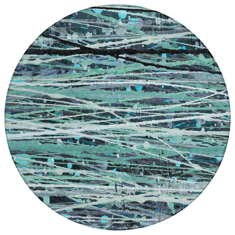Machine Washable Indoor/Outdoor Abstract Stripes Chantille Rug