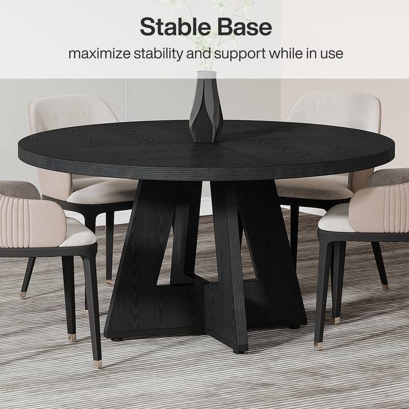 47-inch Round Conference Table for 4-6 People, Wooden Meeting Room Table