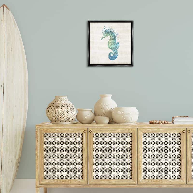 Stupell Ombre Seahorse Expression Framed Floater Canvas Wall Art Design By Susan Arnot