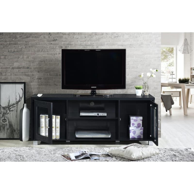 57" Black Wide Contemporary Entertainment Center