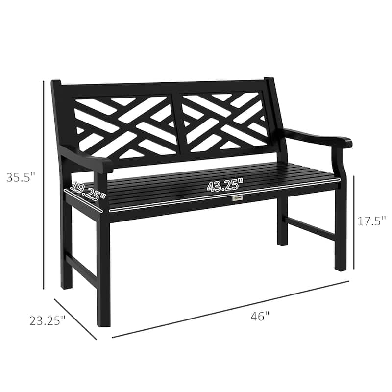 Outsunny 43.25" Outdoor Garden Bench, Wooden Bench, Poplar Slatted Frame Furniture for Patio, Park, Porch, Lawn