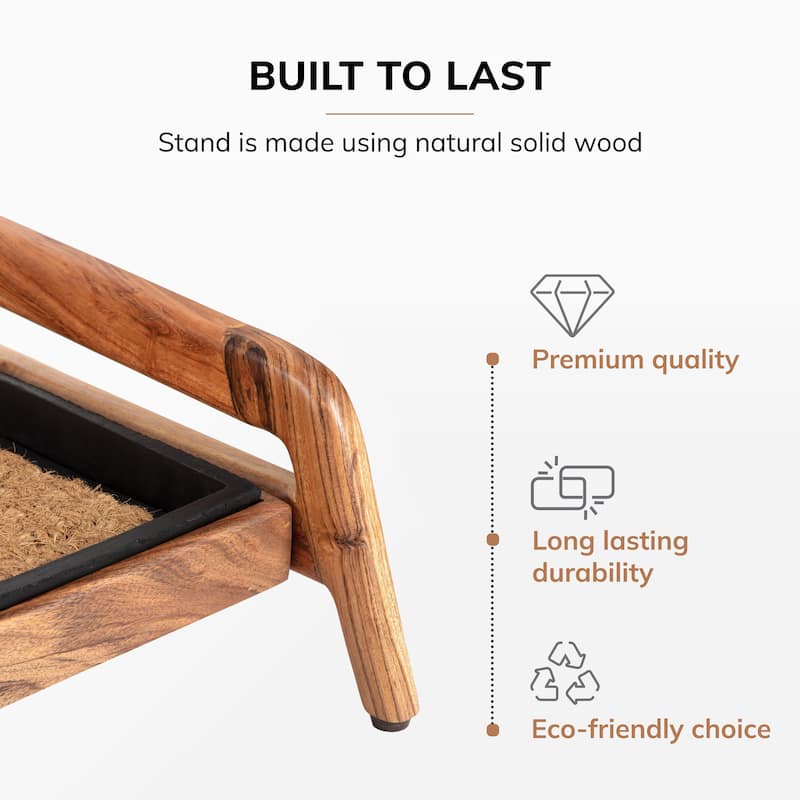 Jani Single-Tier Natural Stand 3-Pair Rubber Boot Tray.