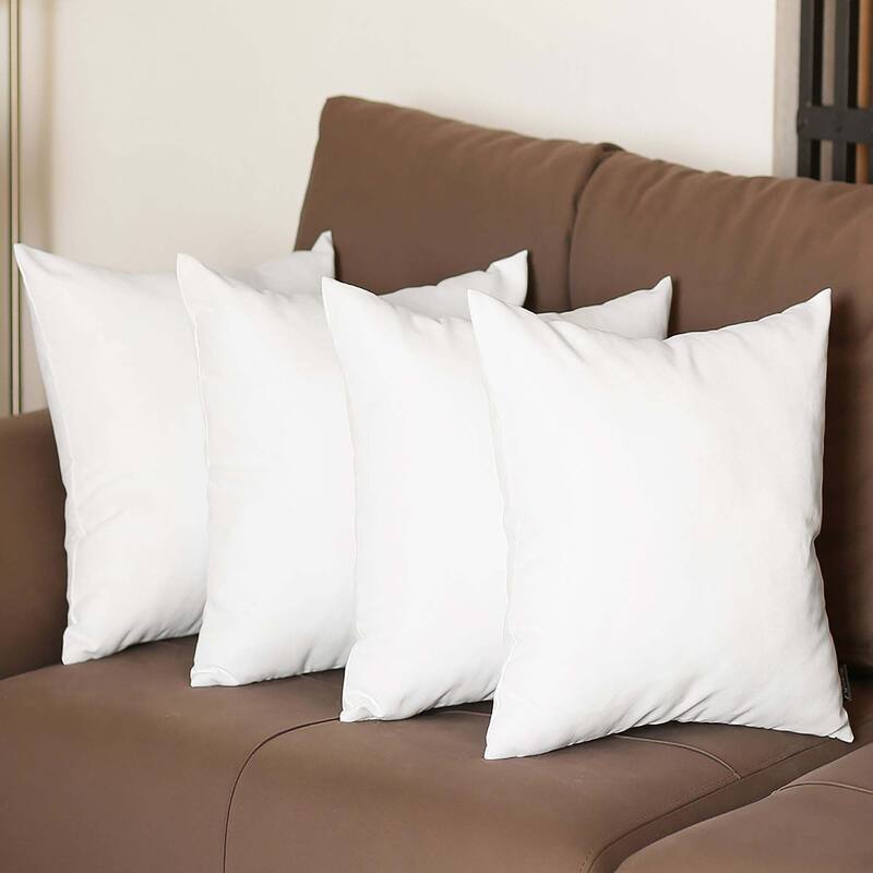 Farmhouse Set of 4 Decorative Throw Pillow Square and Lumbar - 18" x 18" - White
