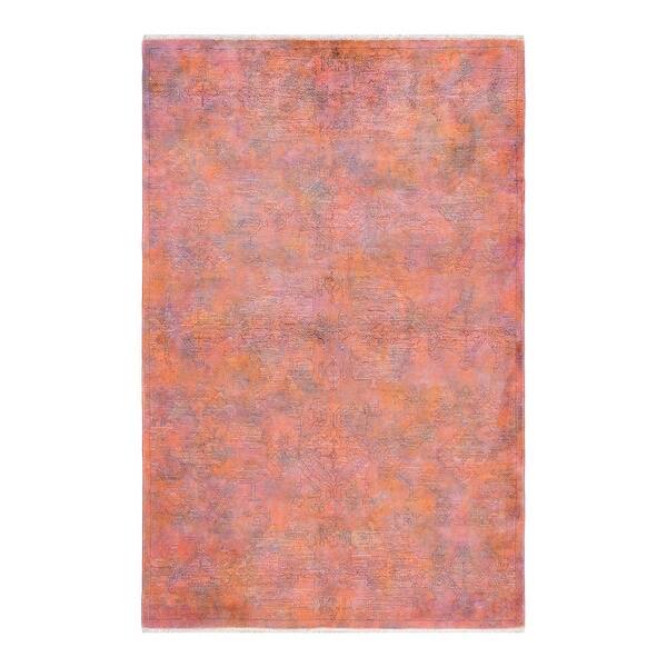 slide 1 of 8, Vibrance, One-of-a-Kind Hand-Knotted Area Rug - Pink, 5' 0" x 7' 8" - 5' 0" x 7' 8"
