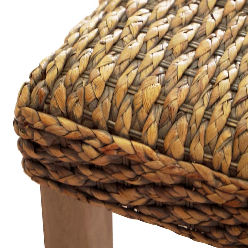 M4H Valencia Solid Wood Natural Water Hyacinth Indoor Bench