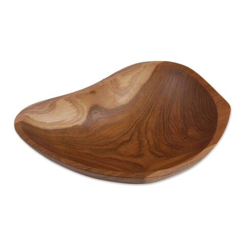 Novica Handmade Natures Course Teak Wood Appetizer Bowl - 4.3 cm H x 24.5 cm W x 18 cm D