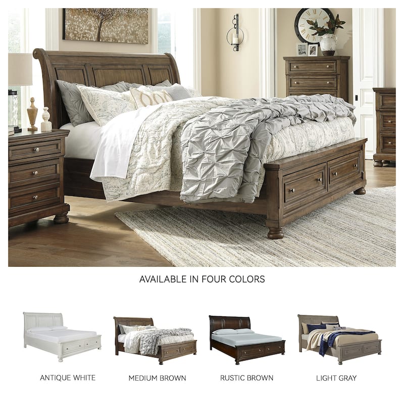 Flynnter Medium Brown Sleigh Storage Bed.