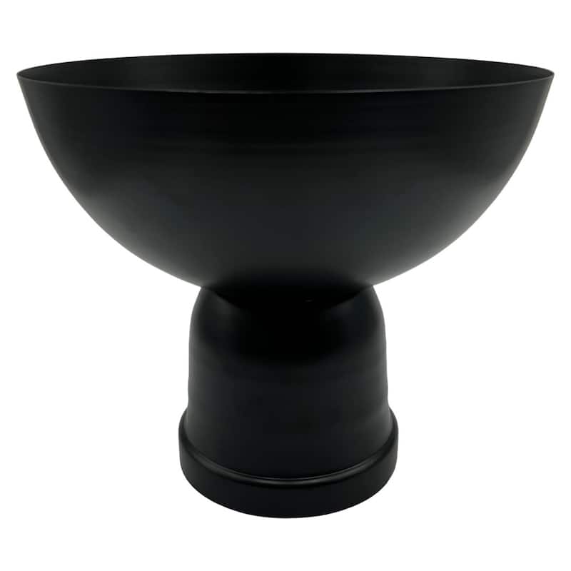 12 Inch Wide Decorative Handmade Iron Modern Flower Vase - Black
