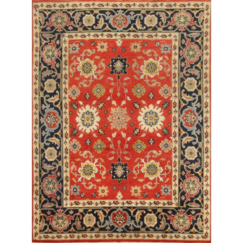 Hand Knotted Oriental 100% Wool Carpet Traditional Floral Oranges & Rust Heriz (serapi) Area Rug - 10' 0'' X 8' 0''