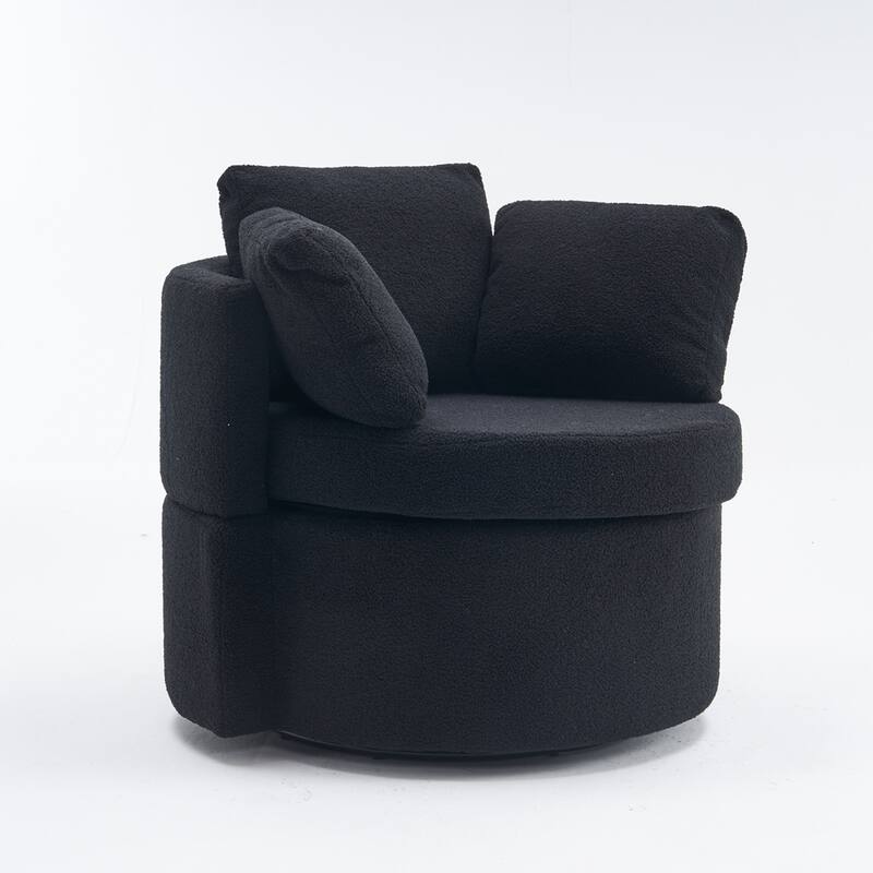 Teddy Fabric Swivel Storage Chair With Back Cushion