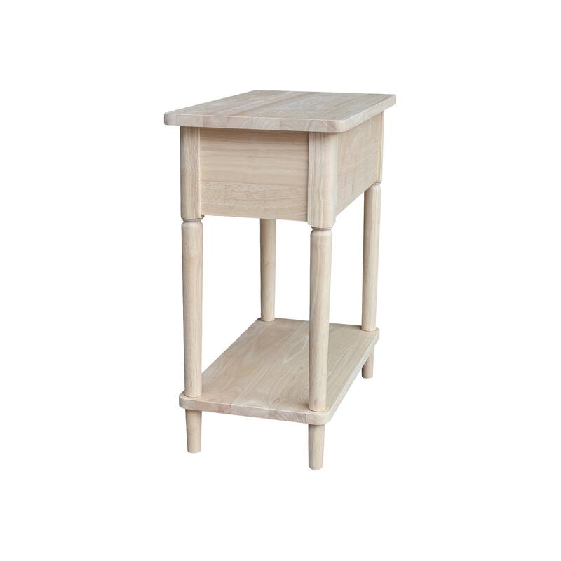 Narrow Solid Wood Side Table with Drawer