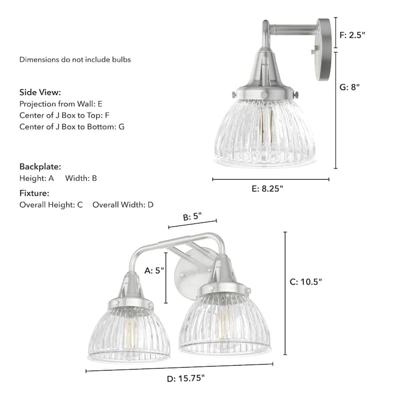 Hunter Cypress Grove 2-Light Vanity Wall Light - Industrial, Transitional, Contemporary - Damp Rated!