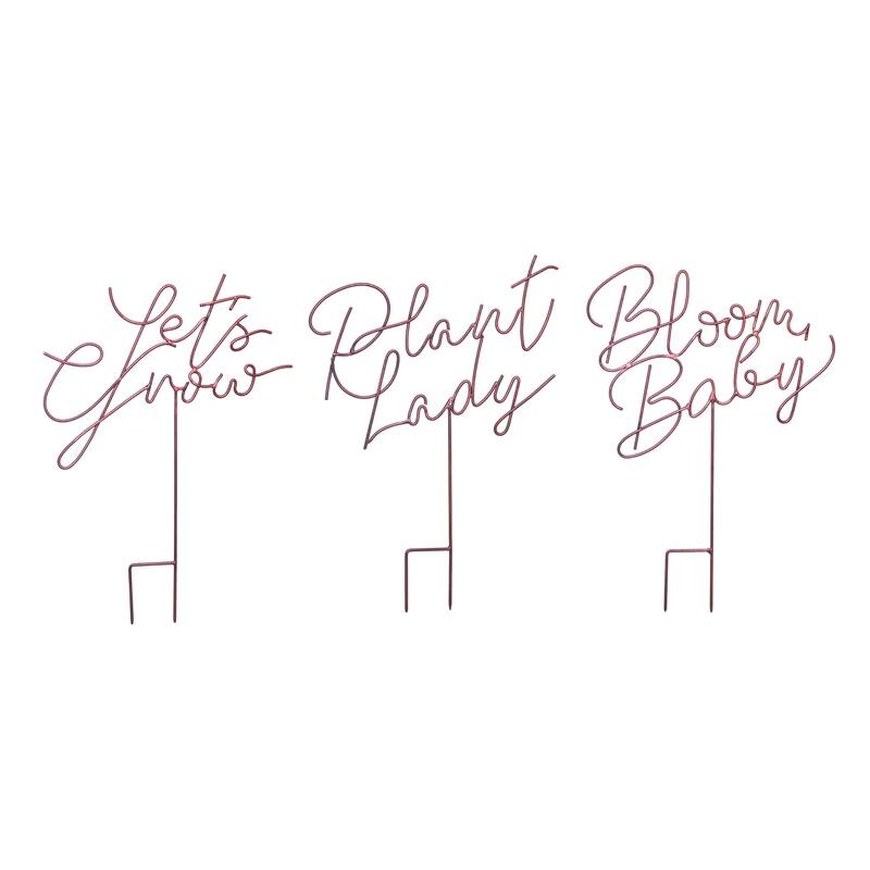 Transpac Metal Wire Word Plant Pick Set of 3 Spring Home Decorations