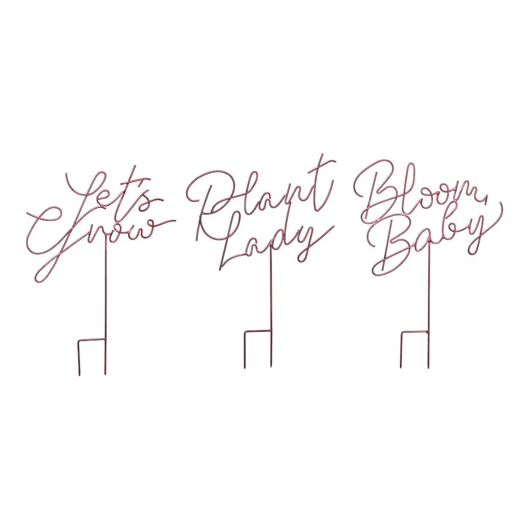 Transpac Metal Wire Word Plant Pick Set of 3 Spring Home Decorations