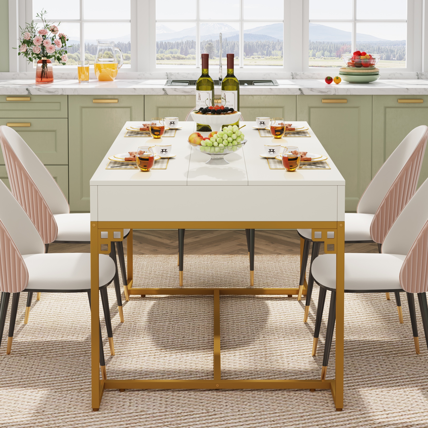 White and gold dining room 2025 set