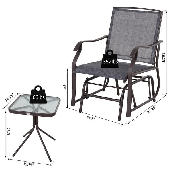 Shop Makan 3 Piece Fabric Glider Chair With Table Set By Havenside