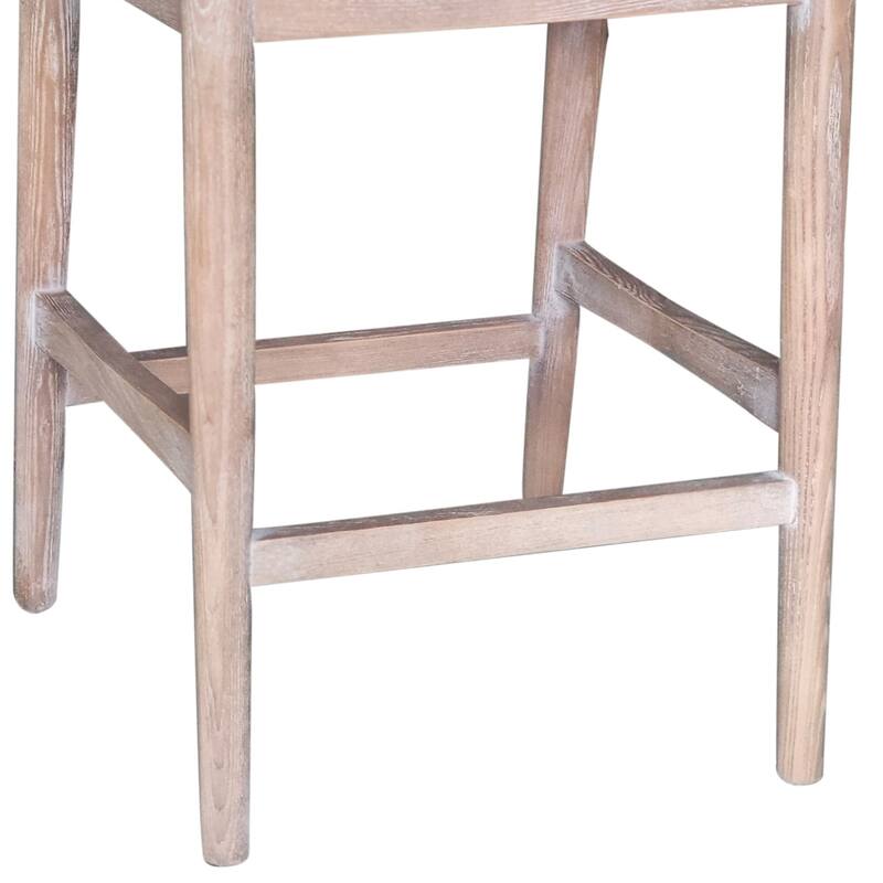 Fela Counter Stool Chair, Moss Green Seat and Back, Natural Brown Wood