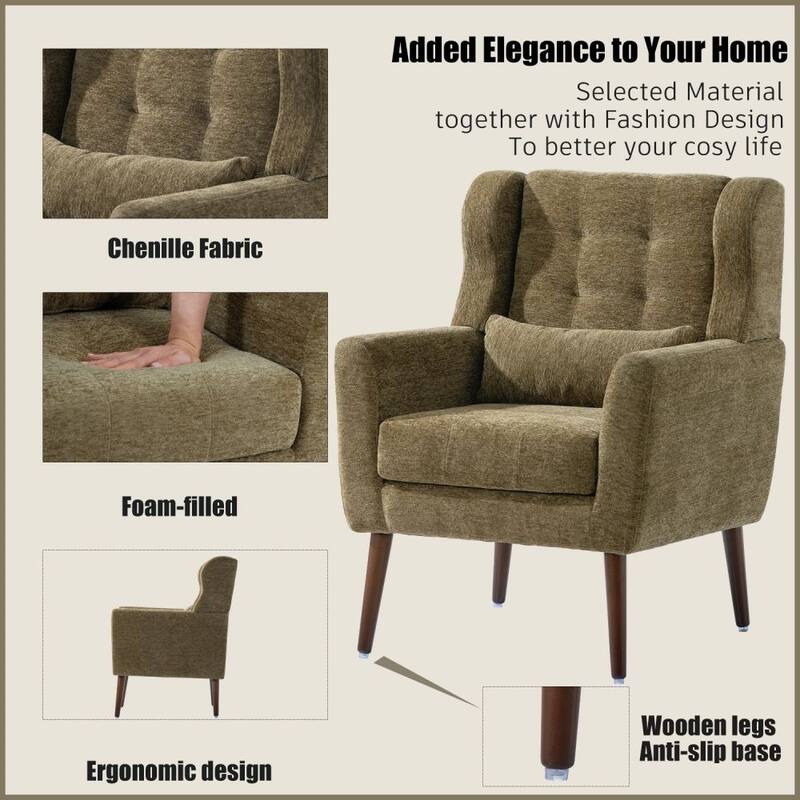Modern Accent Chair Upholstered Foam Filled Living Room Chairs Comfy Reading Chair
