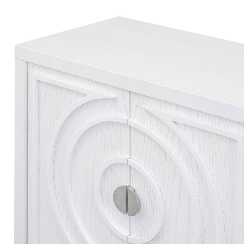 Retro Sideboard with Circular Groove Design Metal Handle