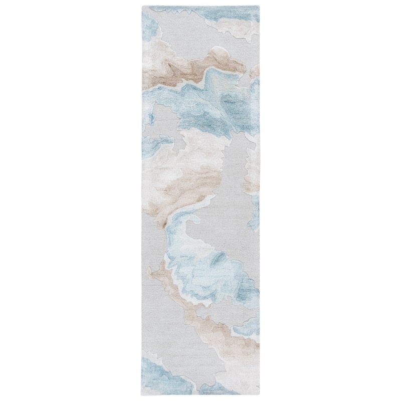 SAFAVIEH Handmade Fifth Avenue Thildi Mid-Century Modern New Zealand - 2'3" x 8' Runner - Grey/Beige