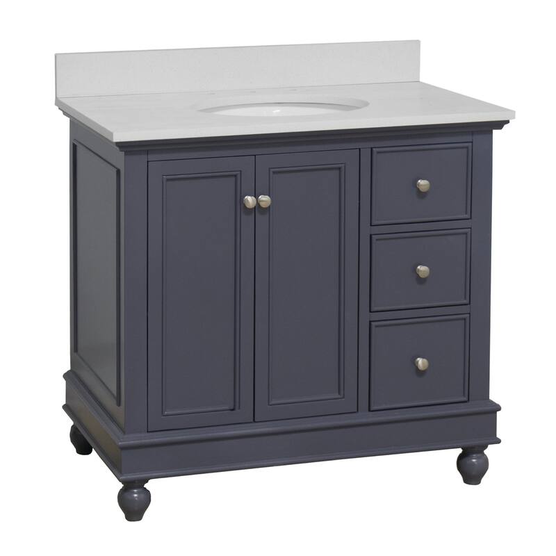 KitchenBathCollection Bella 36" Bathroom Vanity with Quartz Top