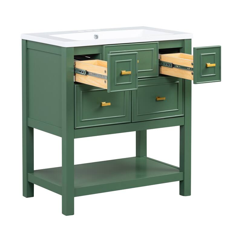 Free Standing Single Bathroom Vanity with 5 Drawers Bathroom Storage Cabinet