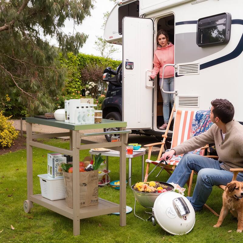 Multi-functional Outdoor Cart: Ideal for Pizza Ovens, Grilling, and Dining -RV carts