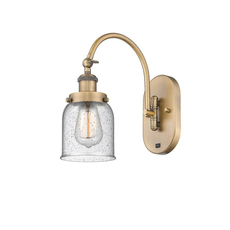 Innovations Lighting Franklin Restoration Bell - 1 Light 5" Sconce - Arm Swivels Side To Side - Brushed Brass/Seedy