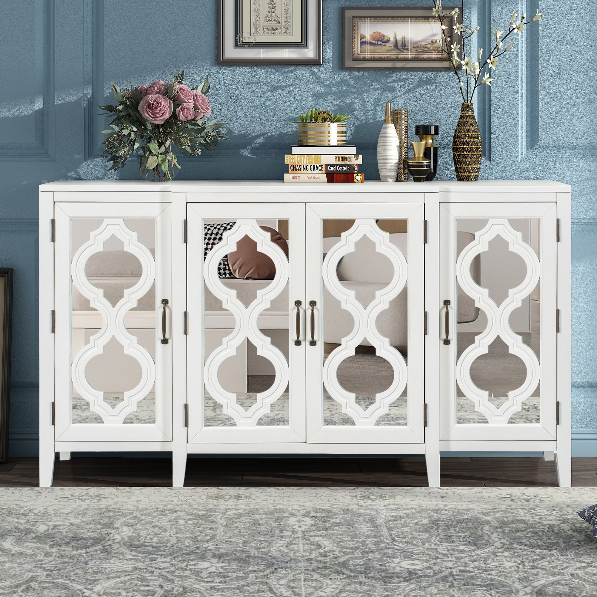 Mirrored console cabinet deals