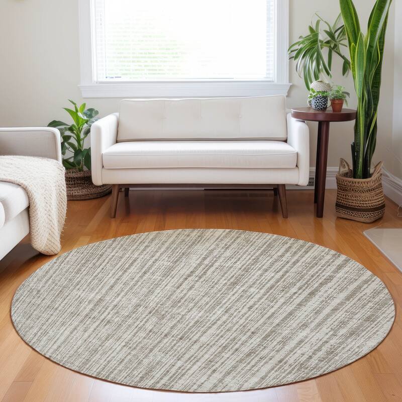 Premium Washable Super Soft Striped Mayfield Rug - Taupe - 8' x 8'