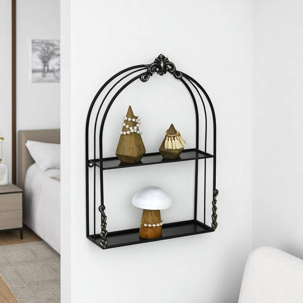 Vintage Style 2-Tier Wall Shelf - 18.5" - Black