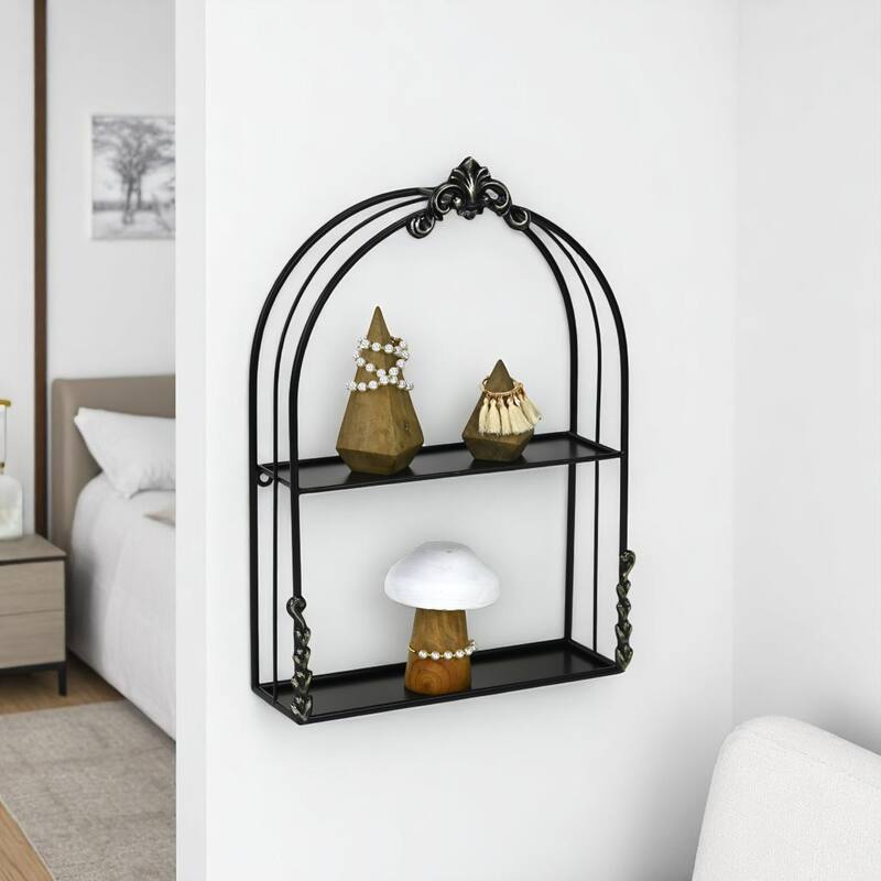 Vintage Style 2-Tier Wall Shelf - 18.5" - Black