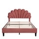 preview thumbnail 19 of 26, Full Size Upholstered Platform Bed with Flower Pattern Velvet Headboard, Sturdy Frame