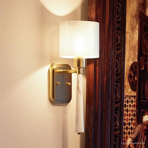 Luxury Cosmopolitan Wall Sconce, 17"H x 6"W, with Transitional Style, Palladian Gold, by Urban Ambiance - 17"H x 6"W x 7-1/2"D