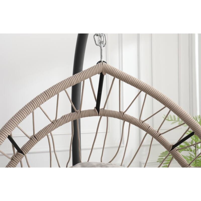 Linen Gray Egg Hanging Chair with Stand - 24.4