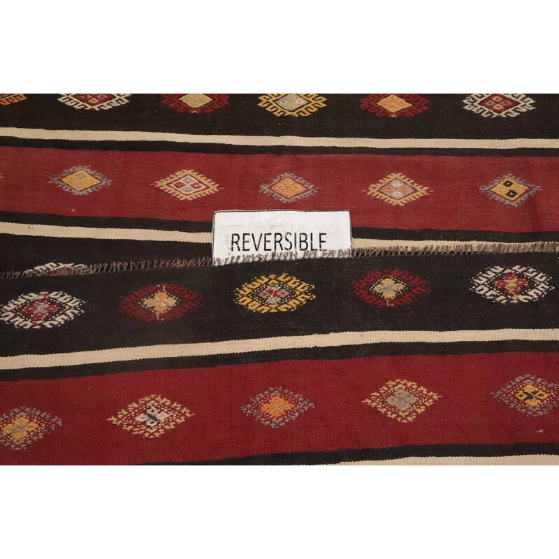 Hand Woven Oriental 100% Wool Carpet Southwestern Tribal Multi-Colored Kilim Area Rug - 9' 2'' X 6' 2''