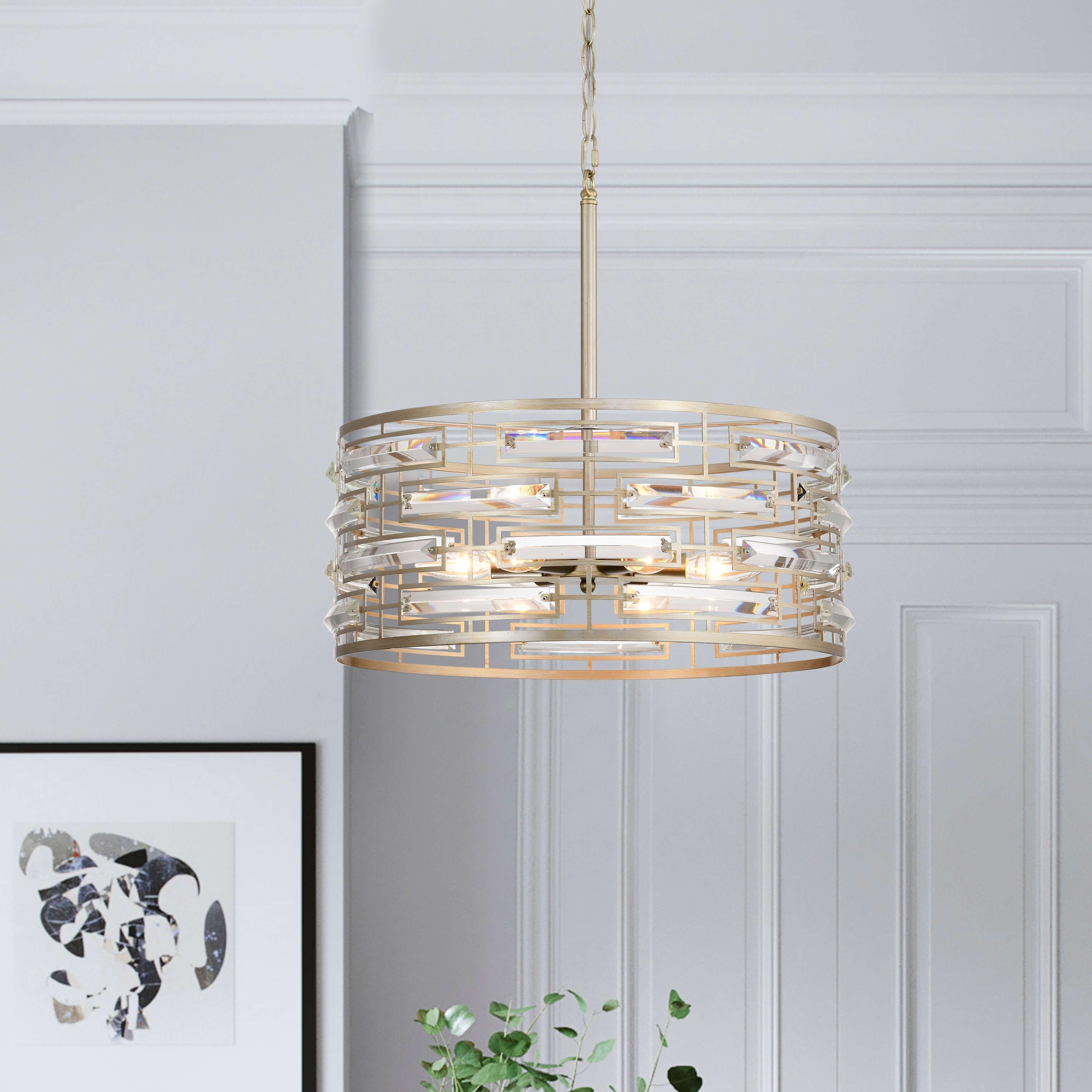 LED crystal pendant lamp PRISM, gold, Gold