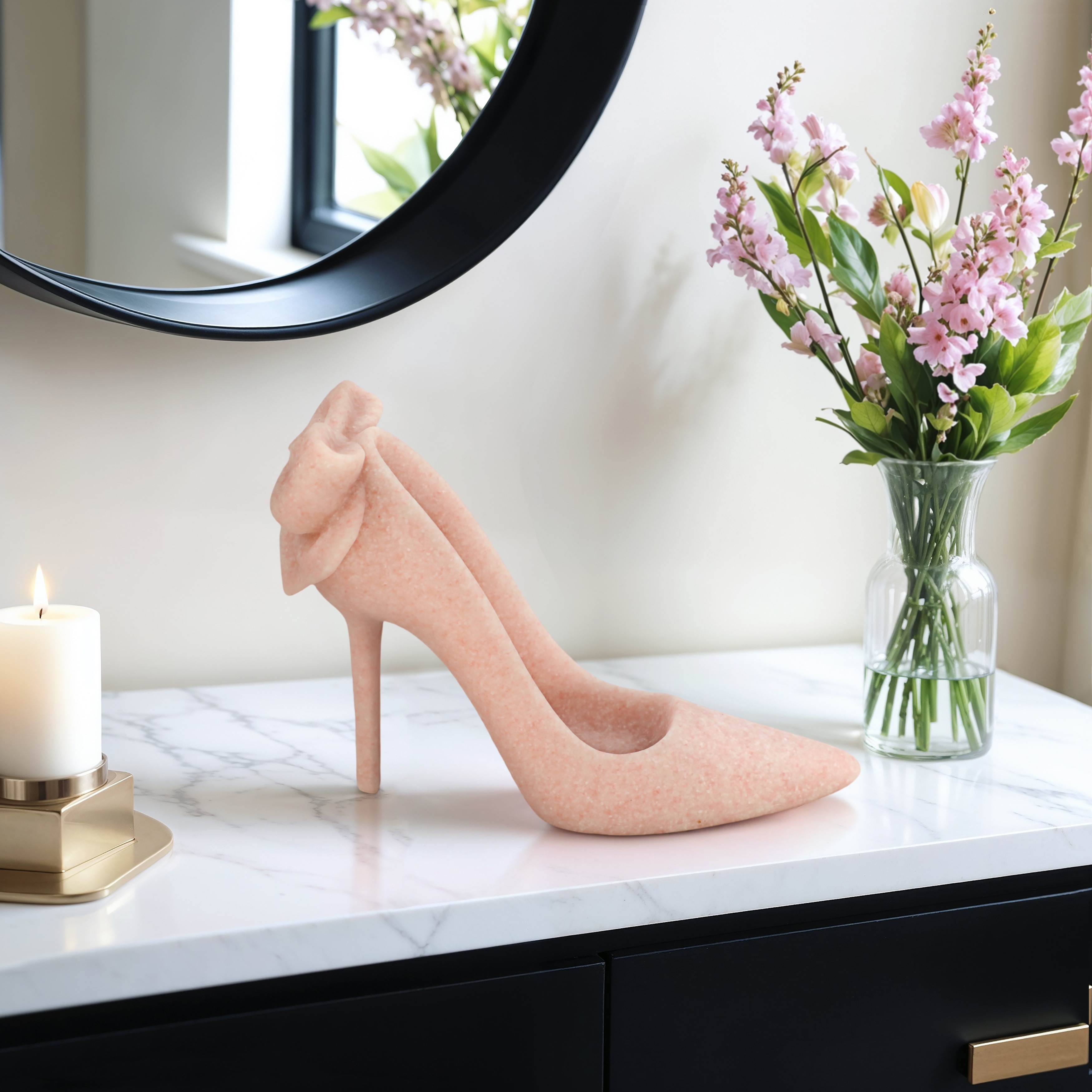Decorative Shoe Sculpture with Bow Detail - 9.0"