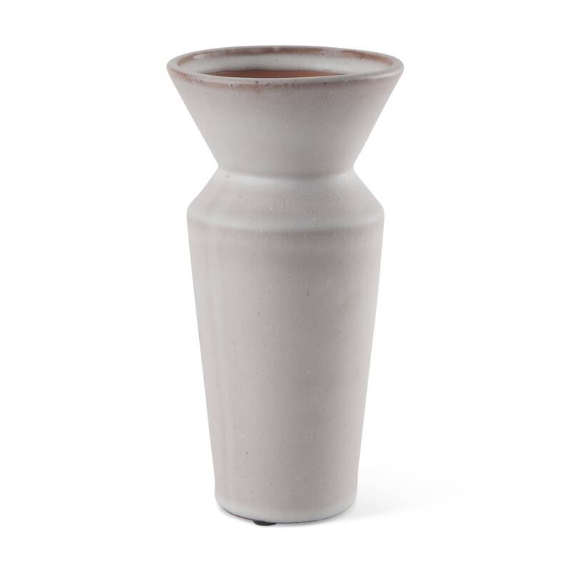 Esme 4.5L x 4.5W x 10.4H Whitewashed Ceramic Vase - White-washed