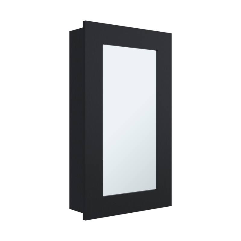 Compact Wall-Mounted Bathroom Medicine Cabinet with Mirror, 1 Door & 3 Shelves, Engineered Wood