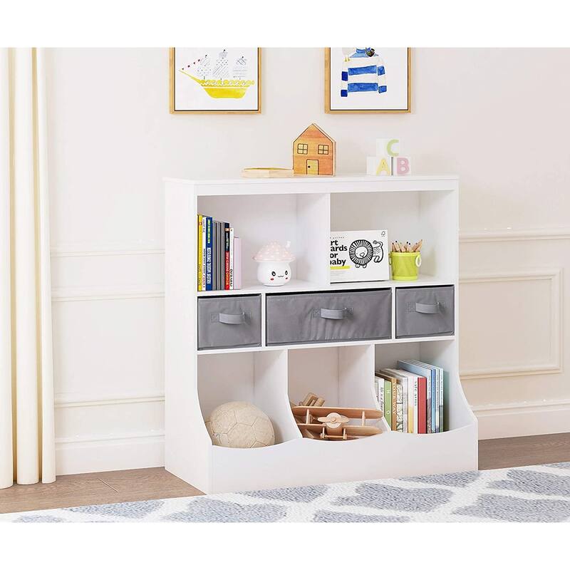 UTEX Toy Storage Organizer with Bookcase, Kid’s Multi Shelf Cubby for Books,Toys