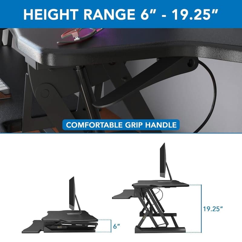 Mount-It! Height Adjustable Standing Desk Converter | Extra Wide 48 inches - Black