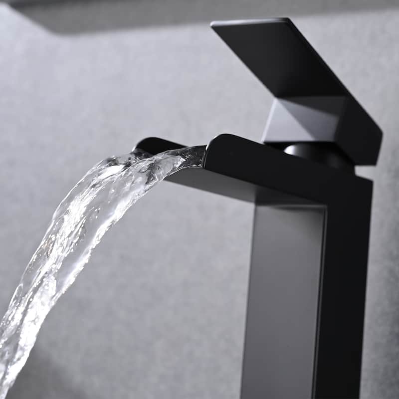 YASINU Waterfall Single Handle Bathroom Faucet with Pop-up Assembly Overflow Drain