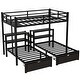 preview thumbnail 7 of 10, Black Full XL over Twin Size Metal Triple Bunk Bed with Drawers, Multi-functional Metal Frame Bed, Bed Head with Shelving