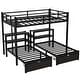 preview thumbnail 7 of 10, Black Full XL over Twin Size Metal Triple Bunk Bed with Drawers