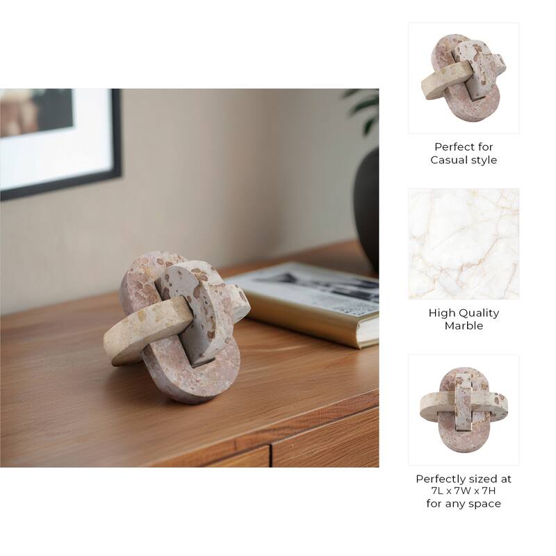 Stone Marble Decorative Object Interlocking Sculptural Form Accent