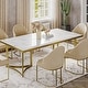 preview thumbnail 28 of 58, Modern Marble Dining Table with White Rectangular Tabletop Gold Stainless Legs, Dining Room Table 70.87" - White