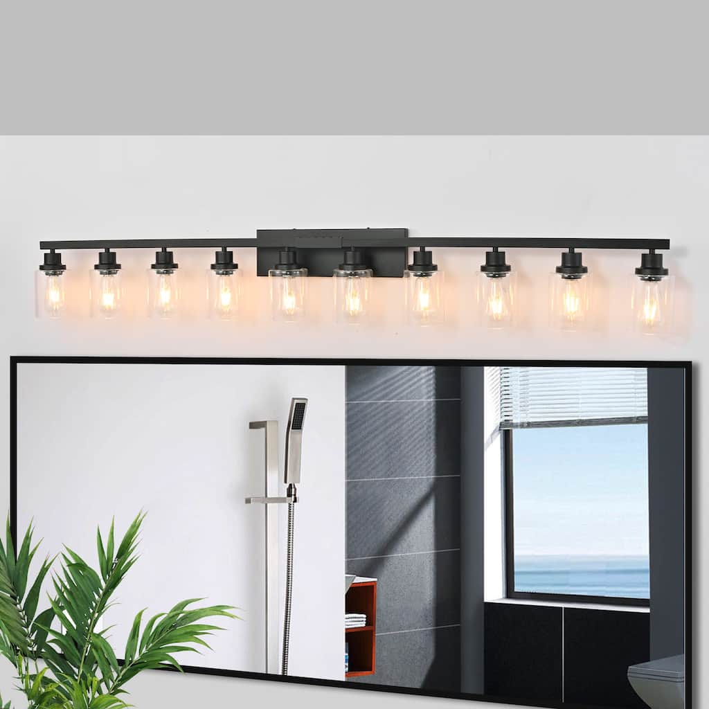 65.4 Inch 10-Light Black Vanity Light Fixture